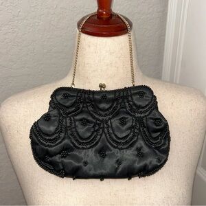 Emson Beaded Embellished Kiss Lock Evening Purse Bag